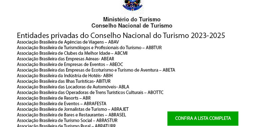 ABRAJET integra o Conselho Nacional do Ministério do Turismo Gestão 2023/2025