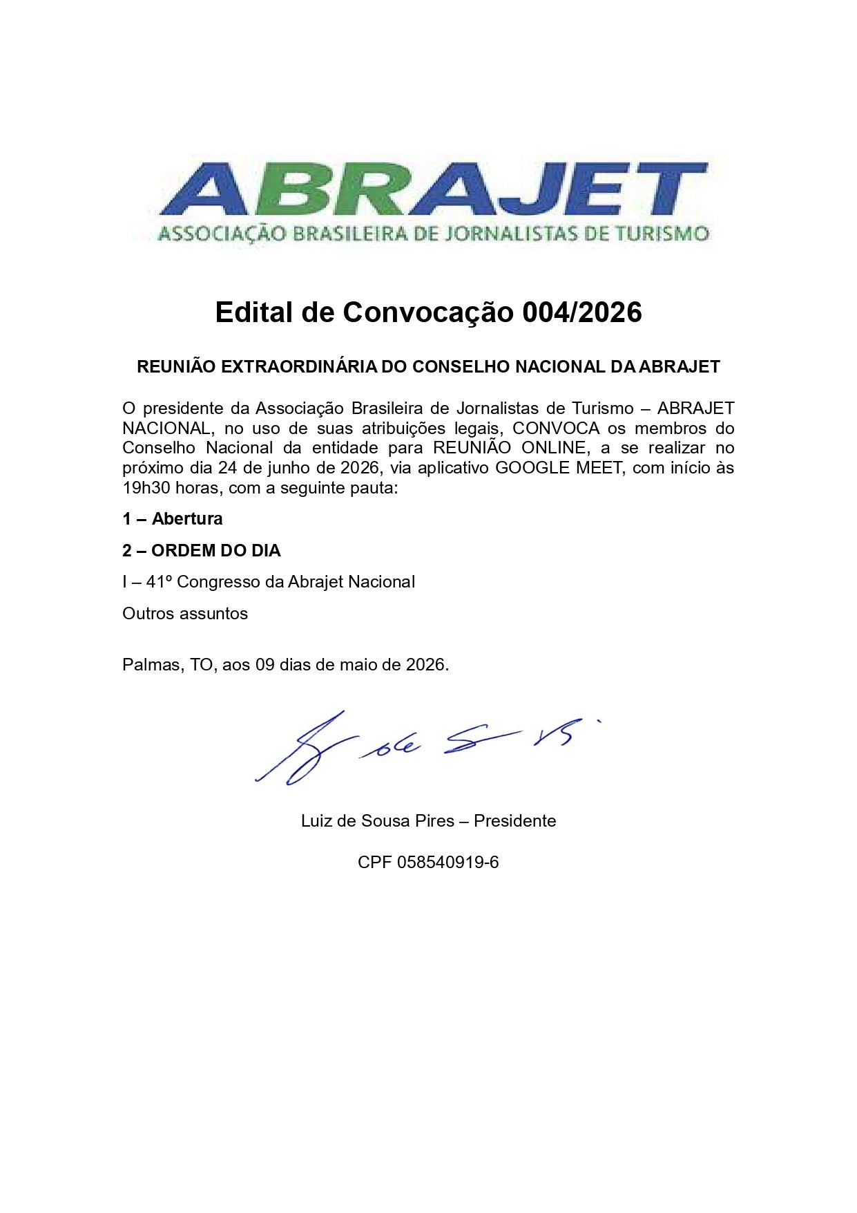You are currently viewing Reunião extraordinária do Conselho Nacional da Abrajet