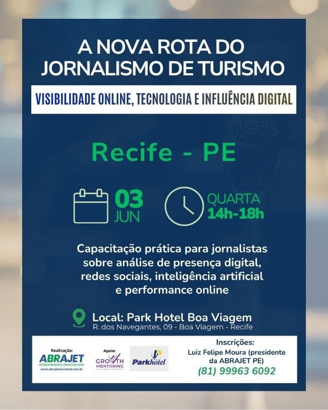 You are currently viewing Nova Rota do Jornalismo de Turismo chega a Recife com capacitação gratuita para jornalistas